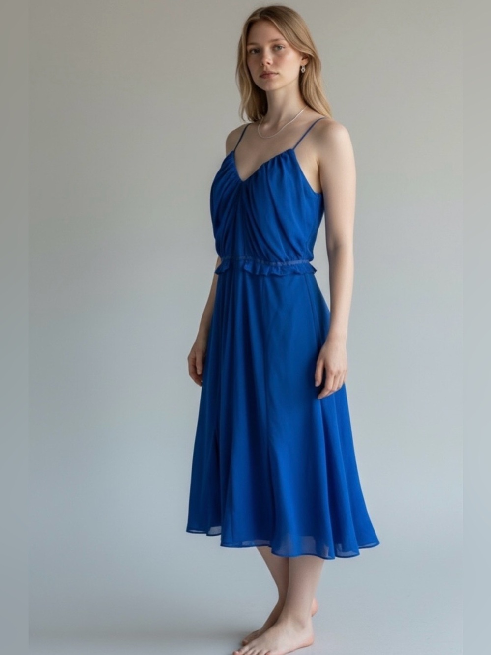 Club Monoco Open Back Fluted Hem Midi Dress Size 10 Cocktail Evening Wedding